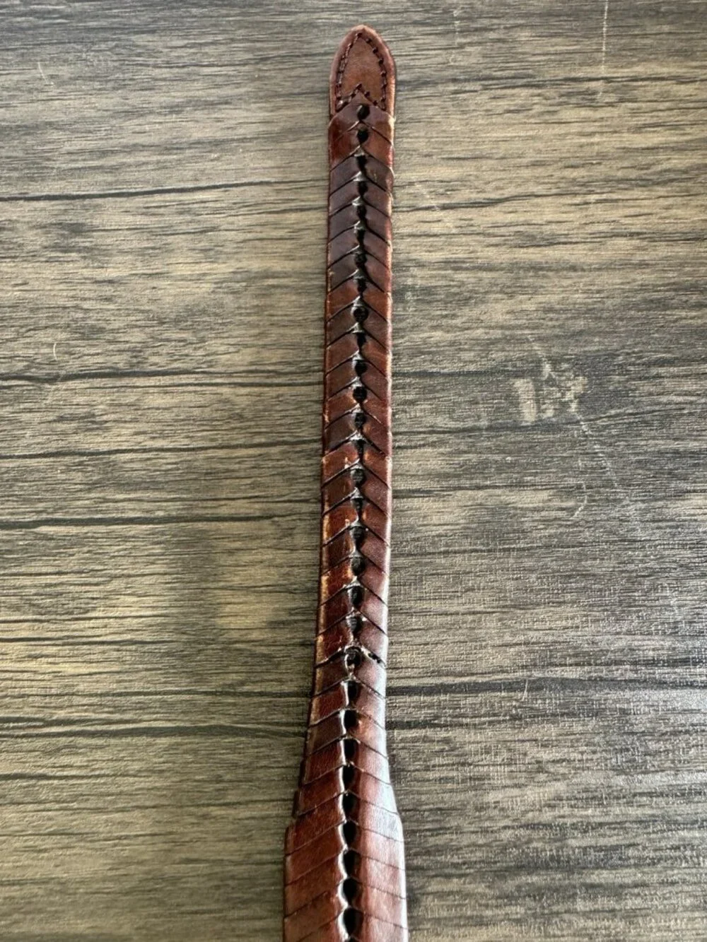 Vintage Western Braided Leather Fishtail Belt Rattlesnake